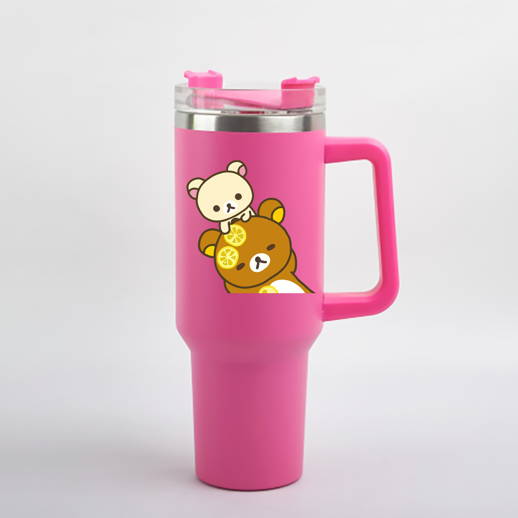 （画像用） リラックマ リラックマ キイロイトリ Rilakkuma Korilakkuma Kiiroitori 1200mL車用タンブラー - クリスタルステッカー（プラスチックストロー付き）